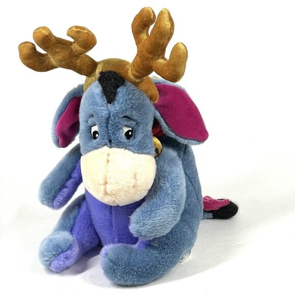 Disney Other - Disney Store Eeyore‎ Plush Reindeer w Antlers Christmas Jingle Bells Exclusive